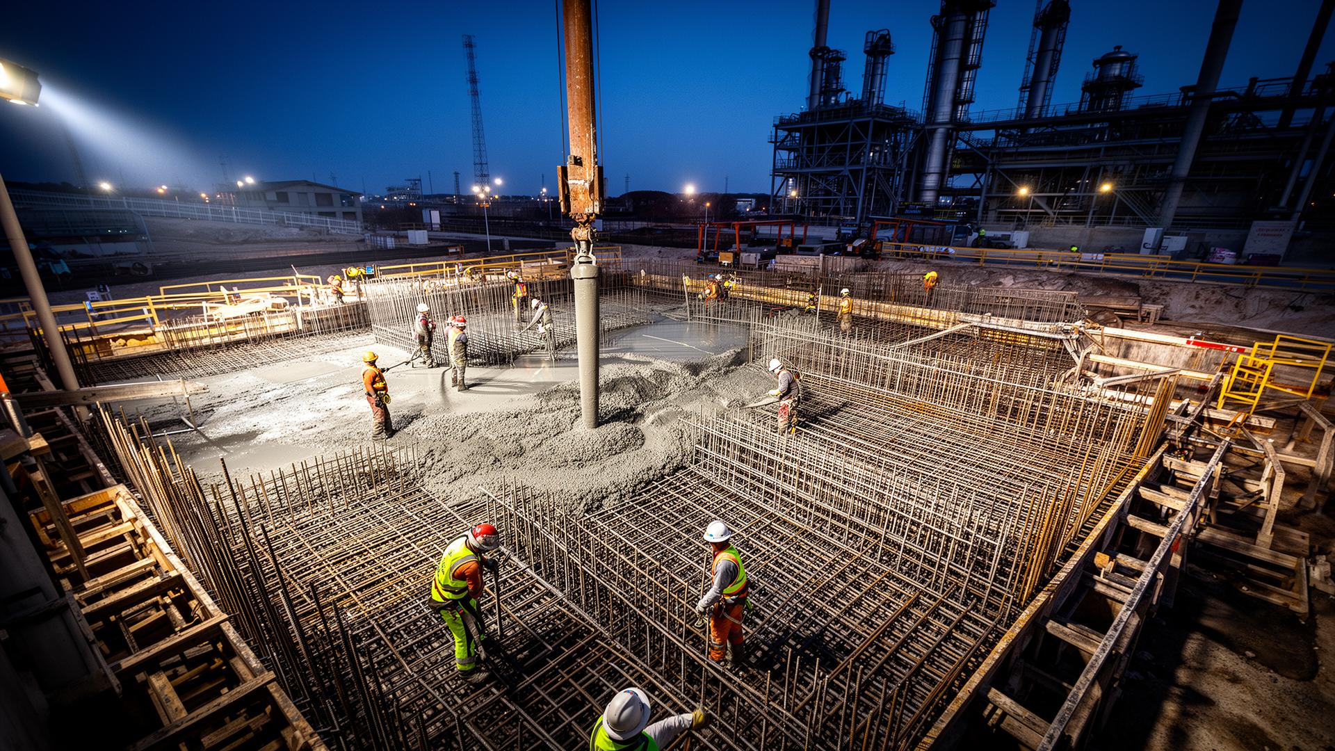 Massive concrete pour